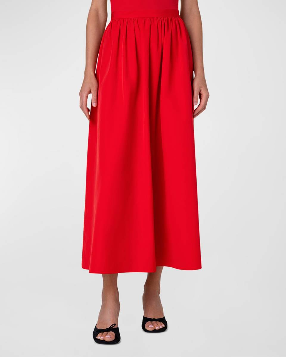 Techno Taffeta Midi Skirt